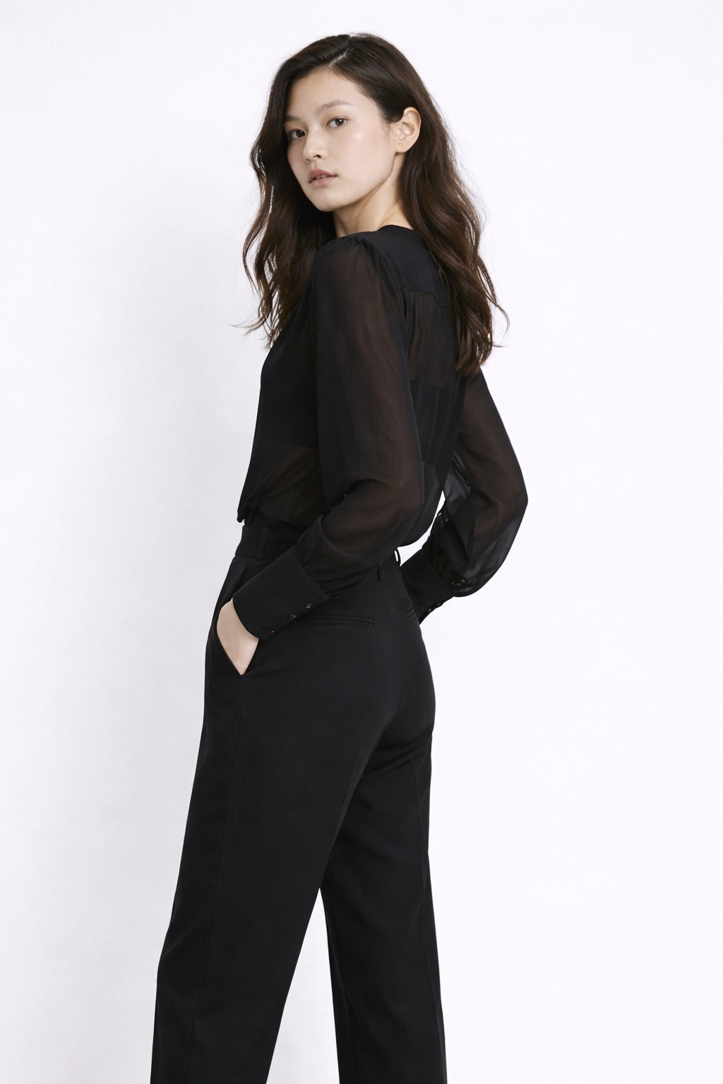 Sheer V-Neck Blouse