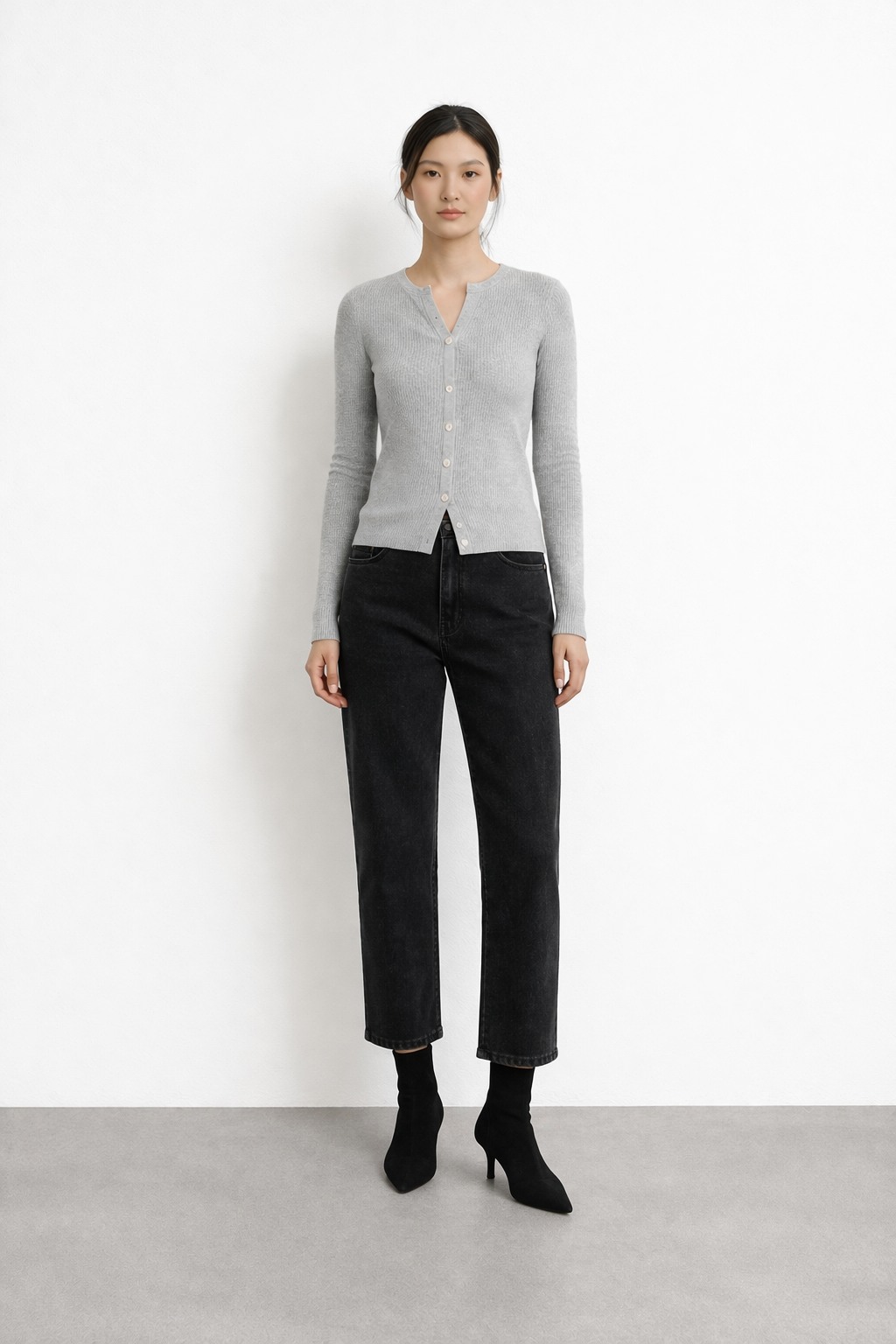 Ribbed Button Cardigan