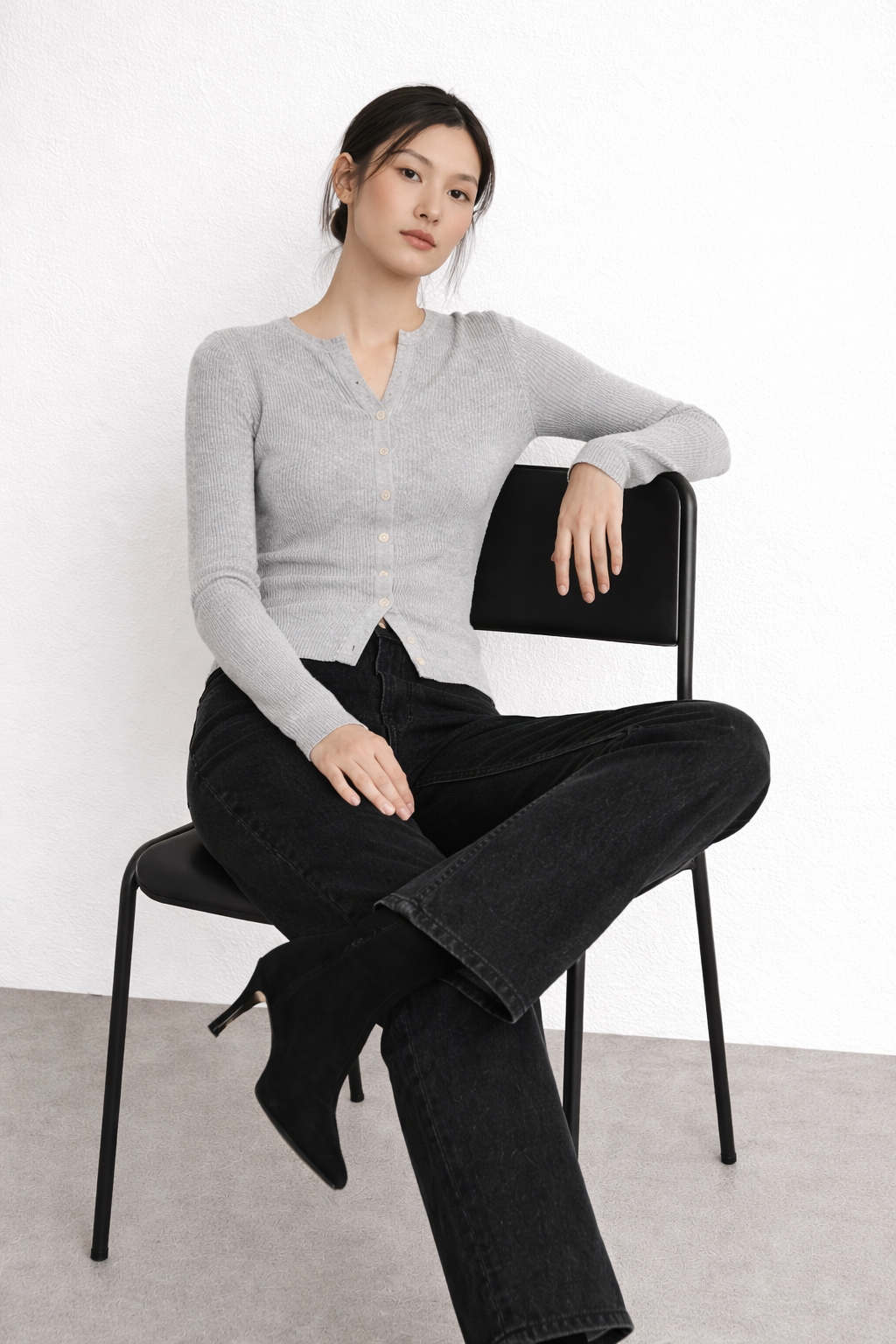 Ribbed Button Cardigan