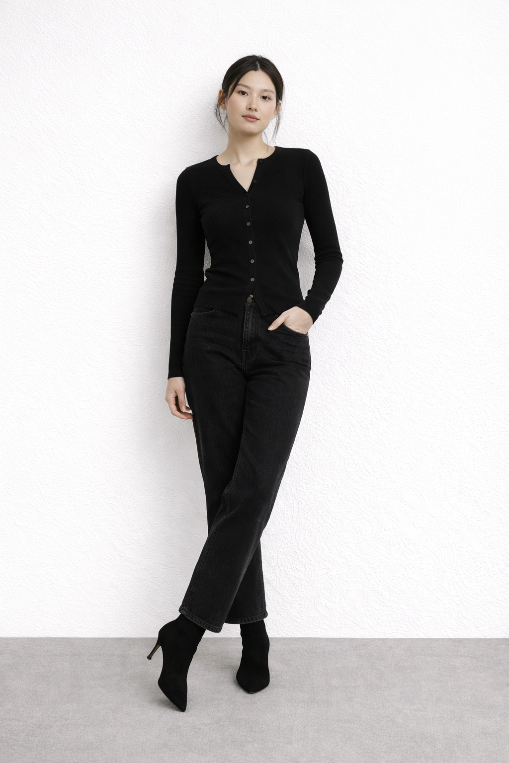 Ribbed Button Cardigan