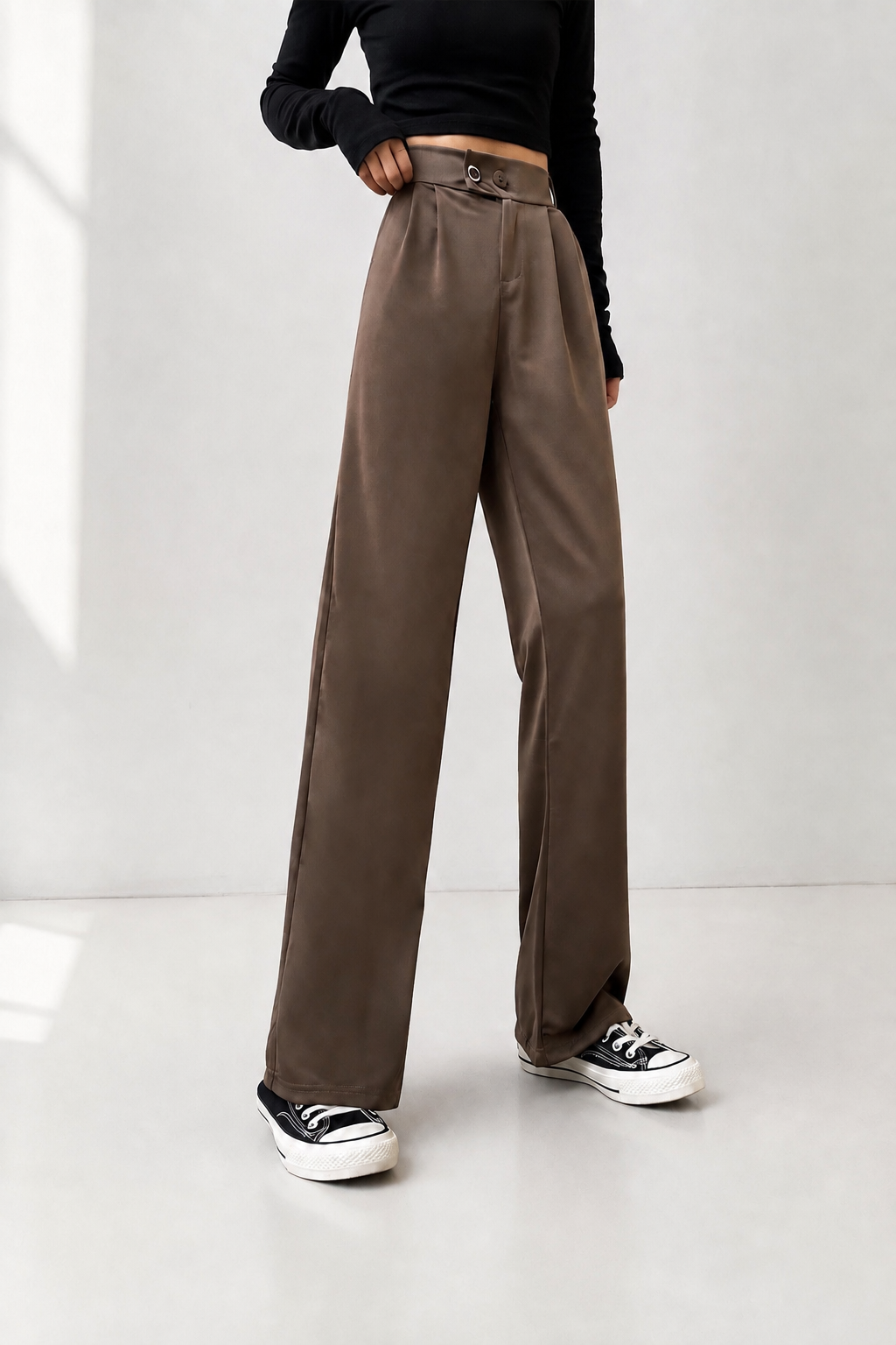 Double-Button Straight Leg Trousers