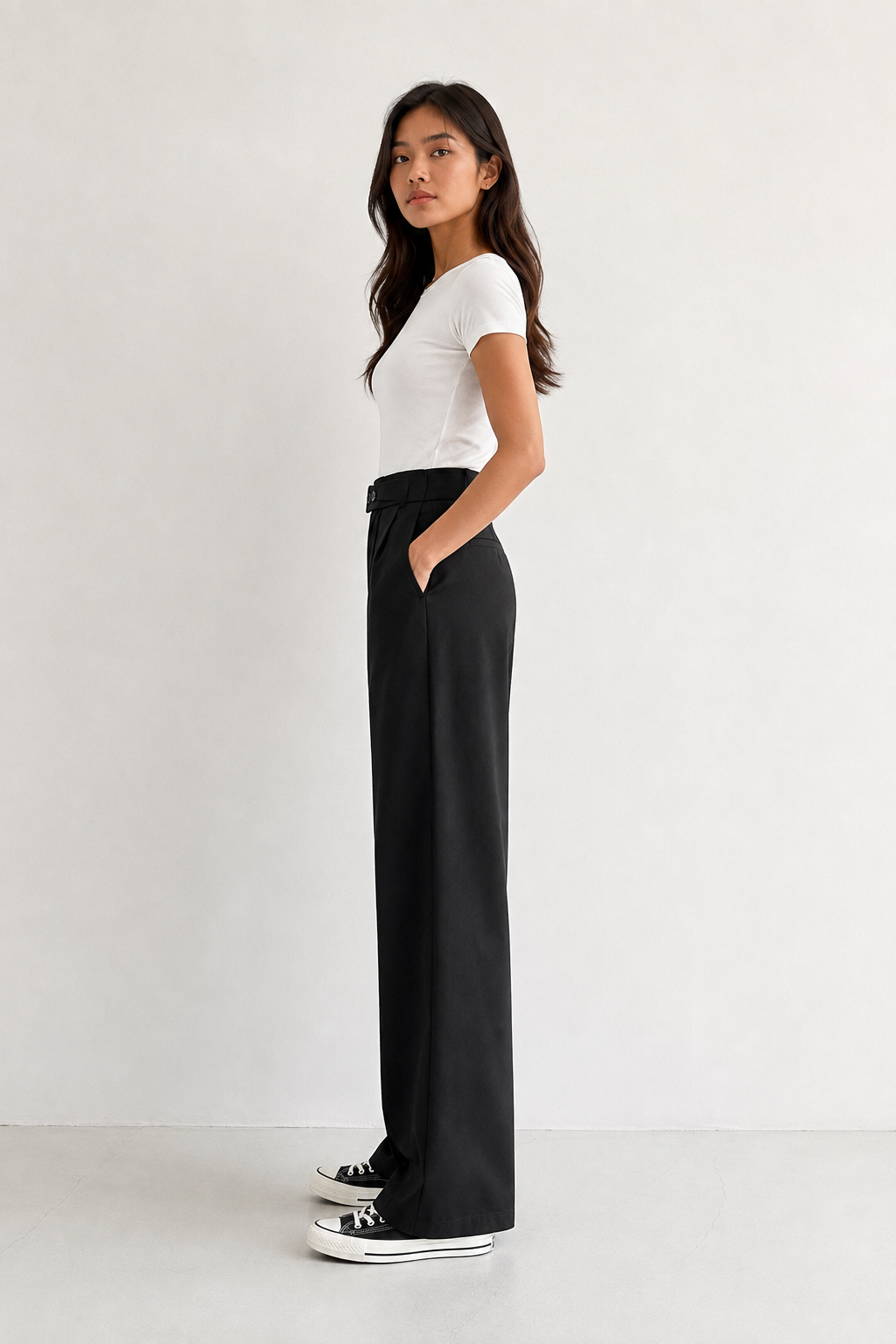 Double-Button Straight Leg Trousers
