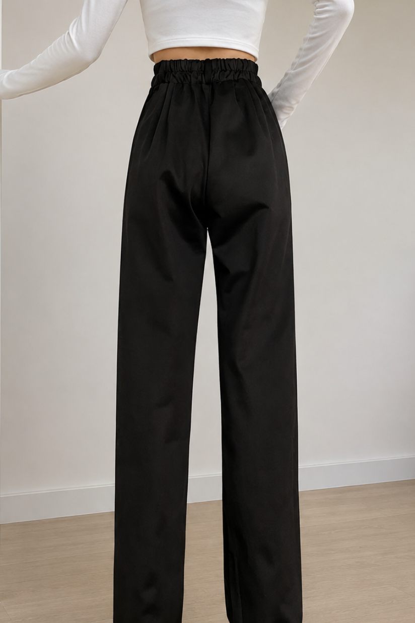 Double-Button Straight Leg Trousers