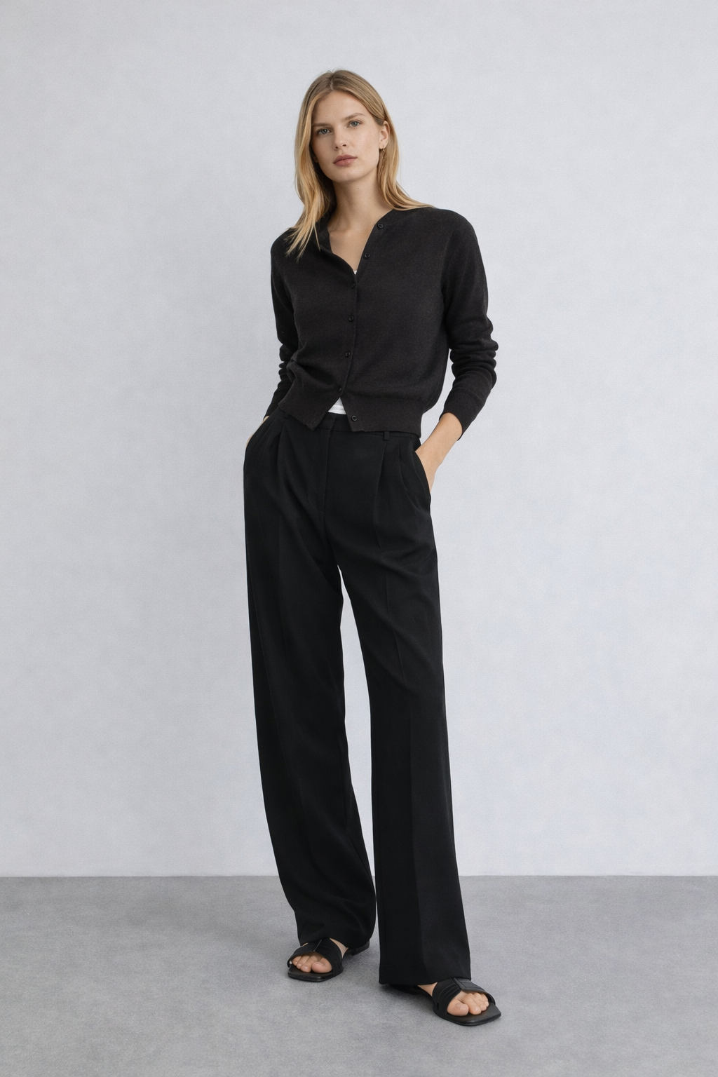 Tailored Wide-Leg Suit Trousers