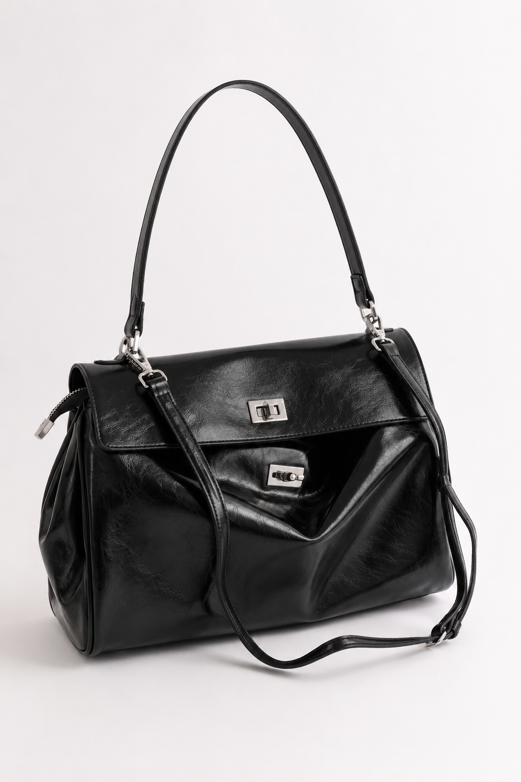 Noir Gloss Shoulder Bag