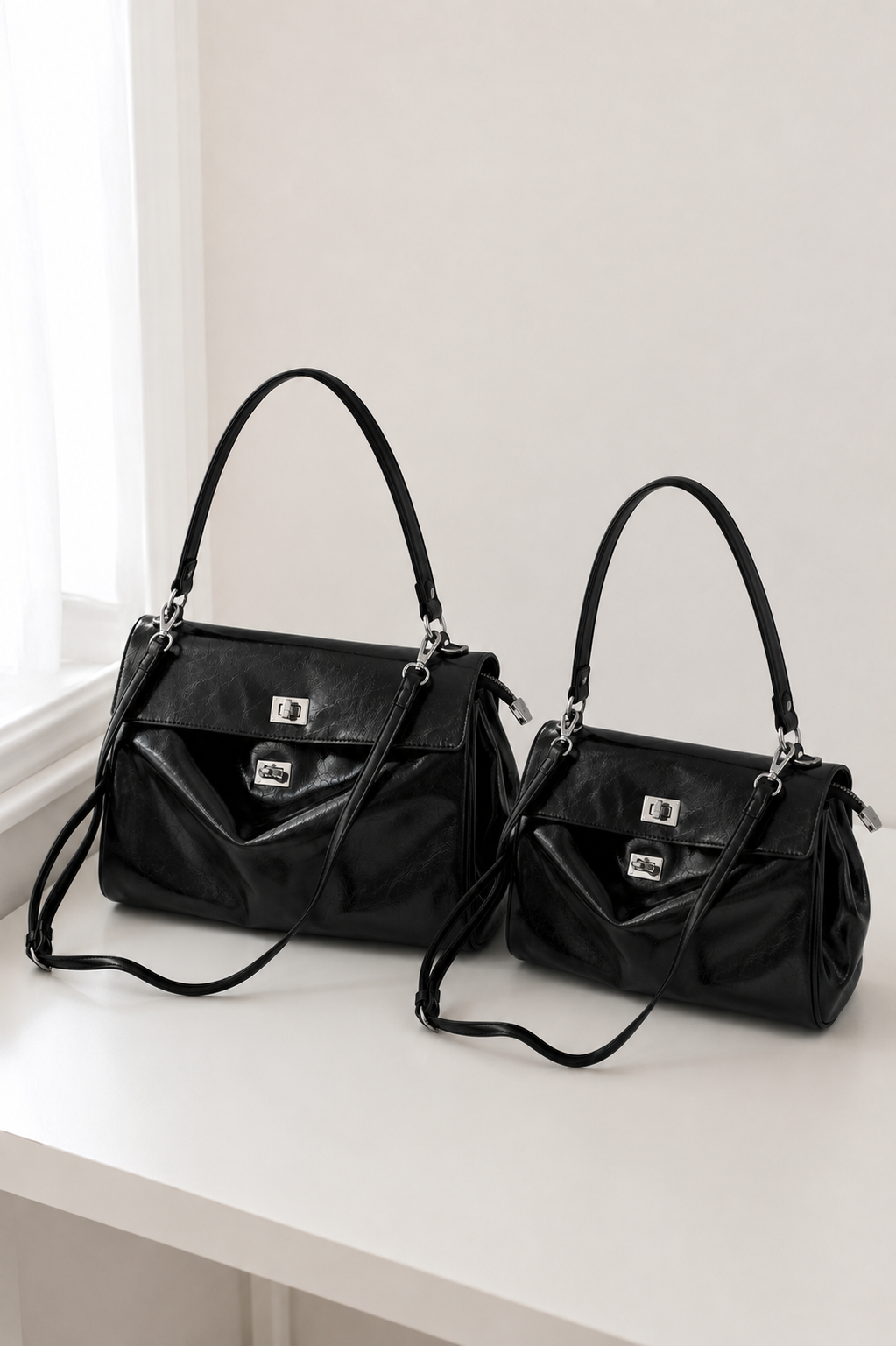 Noir Gloss Shoulder Bag