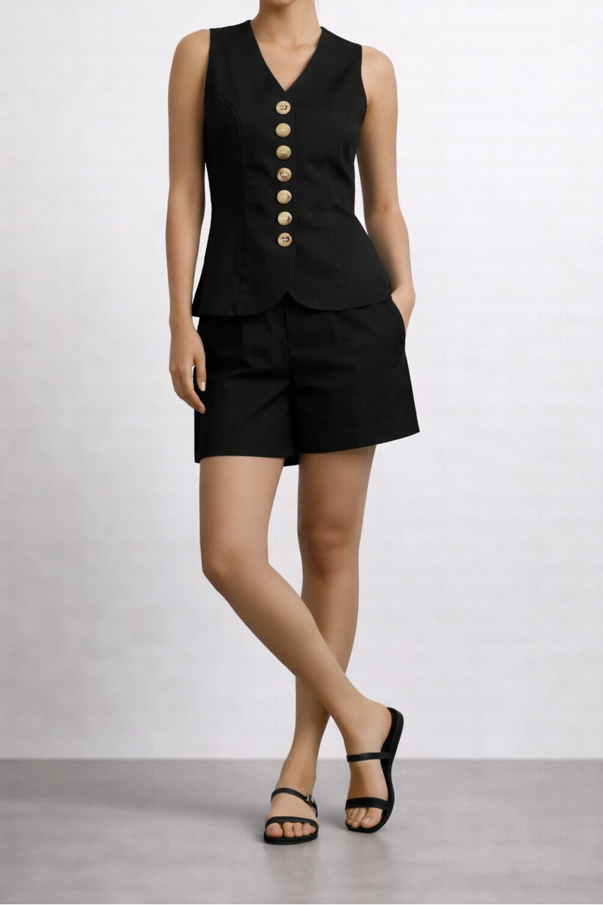Linen Tailor Set with Shorts