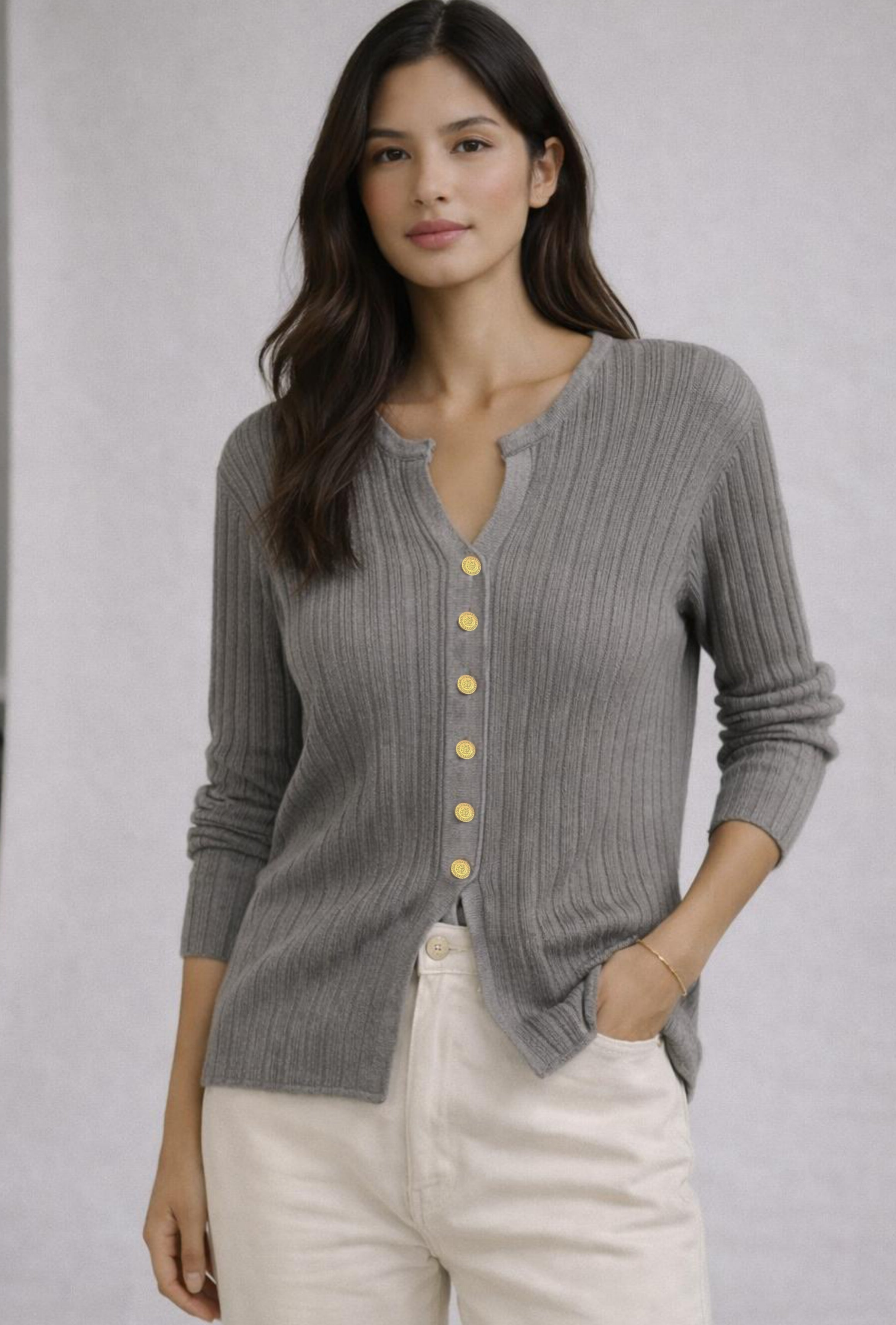 Slim Ribbed Knit Cardigan